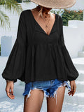 Puff Sleeve Babydoll Blouse - Trendsi - Flyclothing LLC