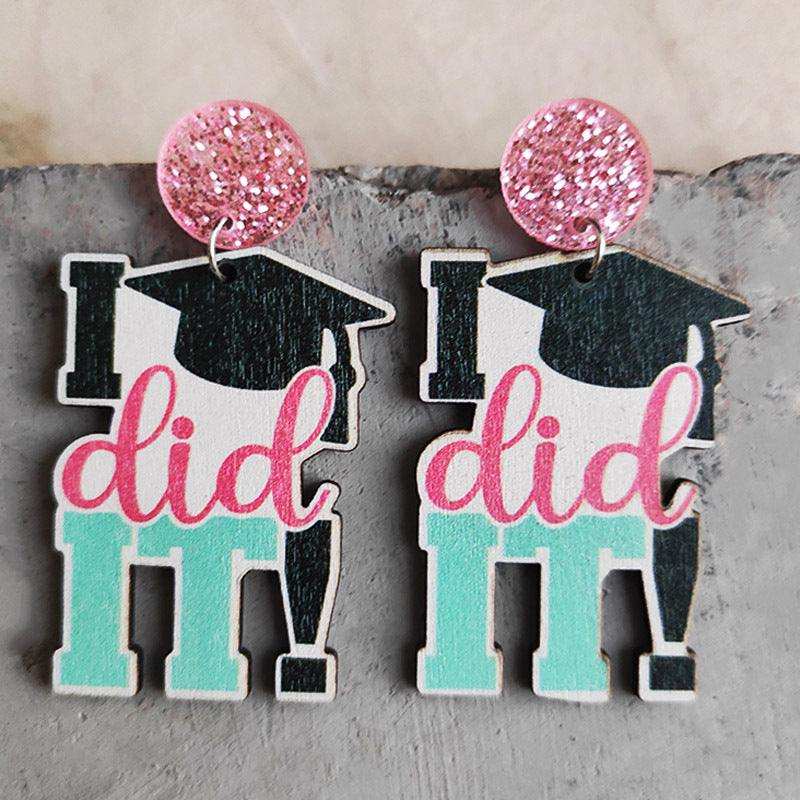 School Theme Wooden Dangle Earrings - Trendsi - Flyclothing LLC