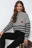 Striped Zip-Up Long Sleeve Ribbed Sweater - Trendsi - Flyclothing LLC