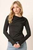 Mittoshop Ruched Long Sleeve Slim Top - Trendsi - Flyclothing LLC