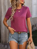 Heathered Round Neck Short Sleeve T-Shirt - Trendsi - Flyclothing LLC