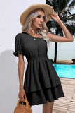 Layered Single Shoulder Flounce Sleeve Mini Dress - Trendsi - Flyclothing LLC
