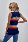 Printed Side Slit Round Neck Tank - Trendsi - Flyclothing LLC