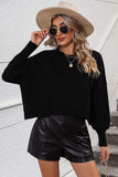 Round Neck Dropped Shoulder Pullover Sweater - Trendsi - Flyclothing LLC