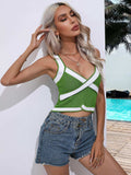 Contrast Crisscross Knit Tank - Trendsi - Flyclothing LLC