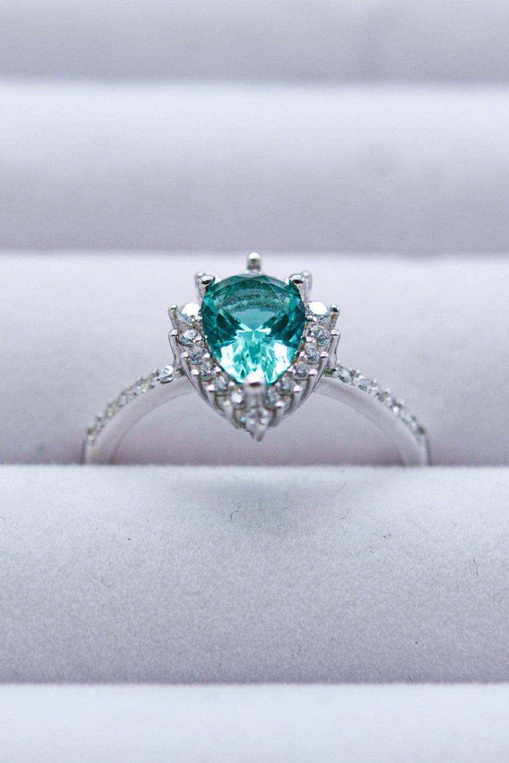 Paraiba Tourmaline Pear Shape Ring - Trendsi - Flyclothing LLC