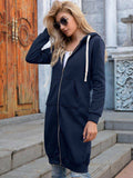 Full Size Zip-Up Longline Hoodie with Pockets - Trendsi - Flyclothing LLC