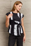 Printed Round Neck Short Sleeve Blouse - Trendsi - Flyclothing LLC
