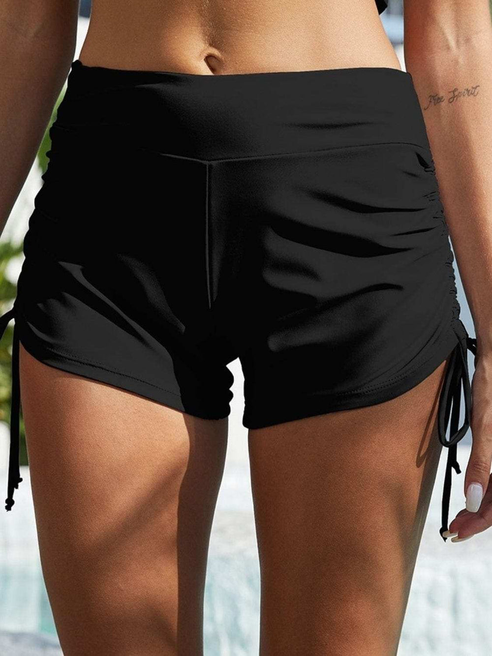 Drawstring Mid-Rise Waist Swim Shorts - Trendsi - Flyclothing LLC