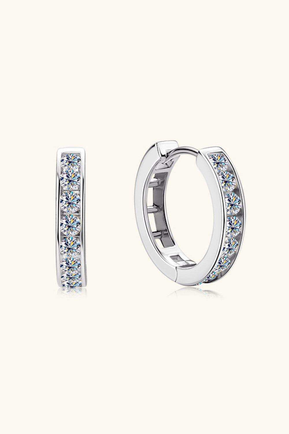 Moissanite 925 Sterling Silver Huggie Earrings - Trendsi - Flyclothing LLC