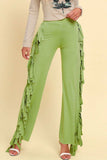 Fringe Trim Wide Leg Pants - Trendsi - Flyclothing LLC