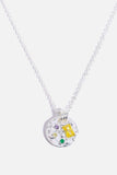 Inlaid Multicolored Zircon Round Pendant Copper Necklace - Trendsi - Flyclothing LLC
