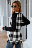 Plaid Round Neck Long Sleeve T-Shirt - Trendsi - Flyclothing LLC