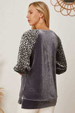 Leopard Round Neck Half Sleeve Blouse - Trendsi - Flyclothing LLC