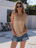 Half-Zip Round Neck Tank - Trendsi - Flyclothing LLC