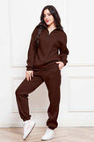 Half Zip Long Sleeve Sweatshirt and Pants Set - Trendsi - Flyclothing LLC