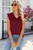 V-Neck Cap Sleeve Tank - Trendsi - Flyclothing LLC