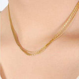 18K Gold-Plated Multi-Layer Clavicle Chain Necklace - Trendsi - Flyclothing LLC