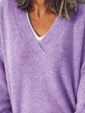 V-Neck Dropped Shoulder Sweater - Trendsi - Flyclothing LLC