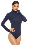 Ribbed Turtleneck Long Sleeve Bodysuit - Trendsi - Flyclothing LLC
