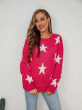 Star Round Neck Dropped Shoulder Sweater - Trendsi - Flyclothing LLC