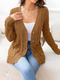 Button Down Cable-Knit Cardigan - Trendsi - Flyclothing LLC