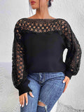 Lace Trim Boat Neck Knit Top - Trendsi - Flyclothing LLC