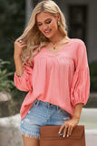 Dropped Shoulder V-Neck Blouse - Trendsi - Flyclothing LLC