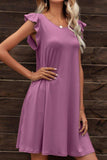 Butterfly Sleeve Round Neck Dress - Trendsi - Flyclothing LLC