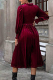 Smocked Lantern Sleeve Midi Dress - Trendsi - Flyclothing LLC