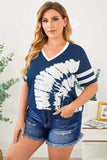 Plus Size Tie-Dye V-Neck Tee Shirt - Trendsi - Flyclothing LLC