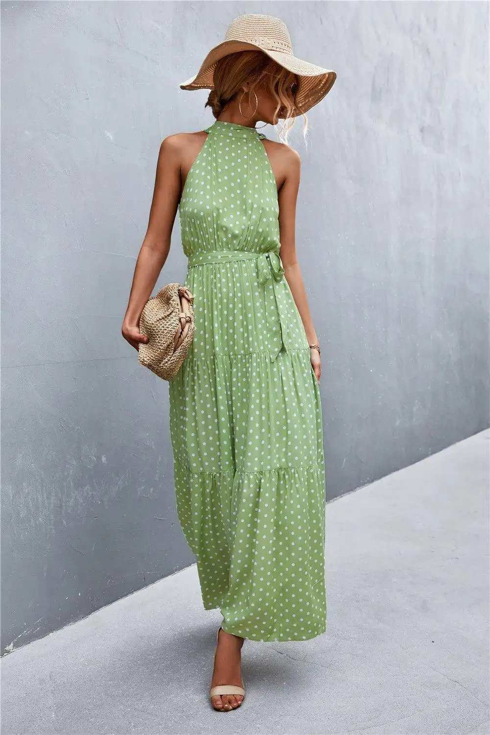 Printed Sleeveless Tie Waist Maxi Dress - Trendsi - Flyclothing LLC