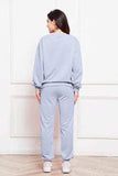 Round Neck Long Sleeve Sweatshirt and Pants Set - Trendsi - Flyclothing LLC