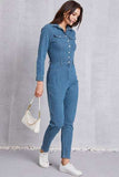 Snap Down Denim Jumpsuit with Pockets - Trendsi - Flyclothing LLC