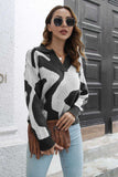 Two-Tone Johnny Collar Dropped Shoulder Pullover Sweater - Trendsi - Flyclothing LLC