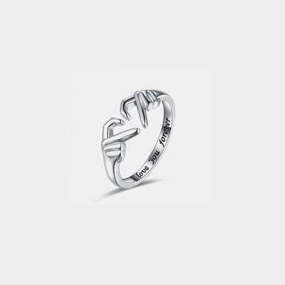 Hand Heart Shape 925 Sterling Silver Open Ring - Trendsi - Flyclothing LLC