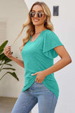 Smocked Round Neck Flutter Sleeve T-Shirt - Trendsi - Flyclothing LLC