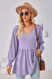 V-Neck Lantern Sleeve Blouse - Trendsi - Flyclothing LLC