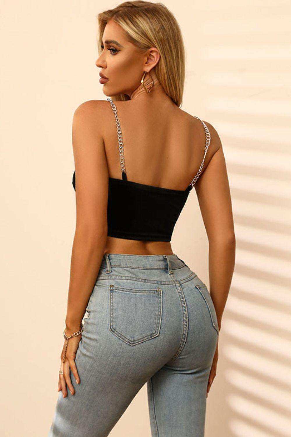 Chain Strap Cropped Cami - Trendsi - Flyclothing LLC