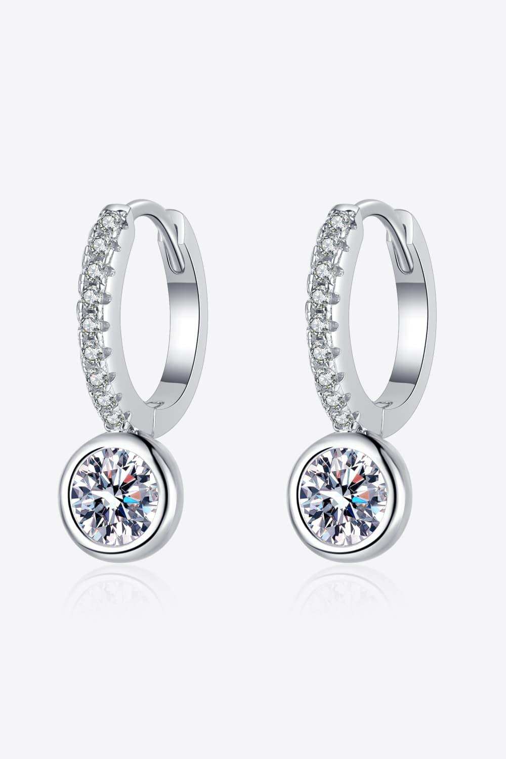 1 Carat Moissanite Rhodium-Plated Drop Earrings - Trendsi - Flyclothing LLC