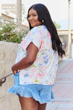 White Birch One And Only Full Size Short Sleve Floral Print Top - Trendsi - Flyclothing LLC