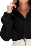 Drawstring Zip Up Dropped Shoulder Outerwear - Trendsi - Flyclothing LLC