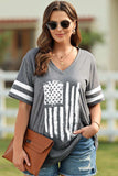 Plus Size US Flag Graphic V-Neck Tee - Trendsi - Flyclothing LLC
