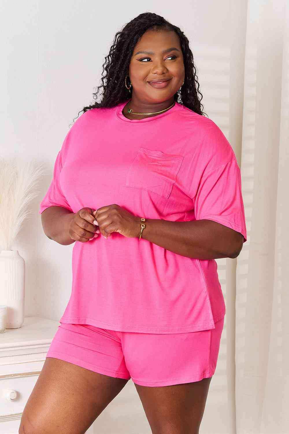 Basic Bae Full Size Soft Rayon Half Sleeve Top and Shorts Set - Trendsi - Flyclothing LLC