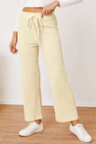Textured Elastic Waist Straight Pants - Trendsi - Flyclothing LLC