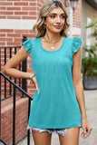 Ruffled Ruched Round Neck Tank - Trendsi - Flyclothing LLC