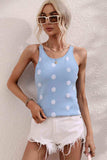 Polka Dot Round Neck Knit Tank - Trendsi - Flyclothing LLC