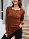 Texture Round Neck Long Sleeve Knit Top - Trendsi - Flyclothing LLC