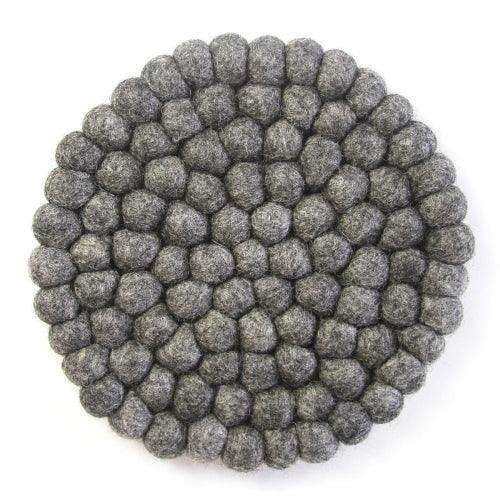 Hand Crafted Felt Ball Trivets from Nepal: Round, Dark Grey - Global Groove (T) - Global Groove - Flyclothing LLC