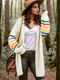 Striped Open Front Long Sleeve Cardigan - Trendsi - Flyclothing LLC